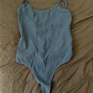 American Eagle Outfitters Blue Ribbed Bodysuit